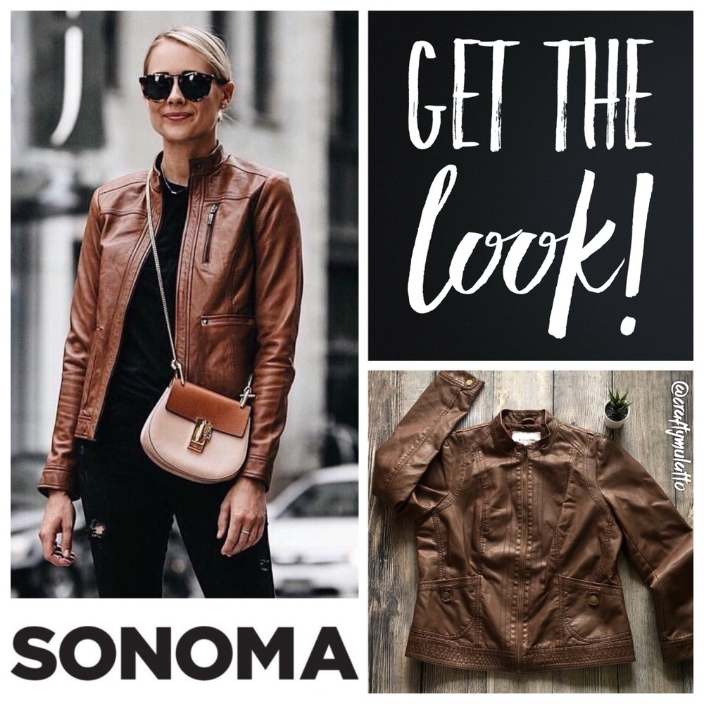 NWOT Chestnut Scuba Fit Faux Leather Moto Jacket